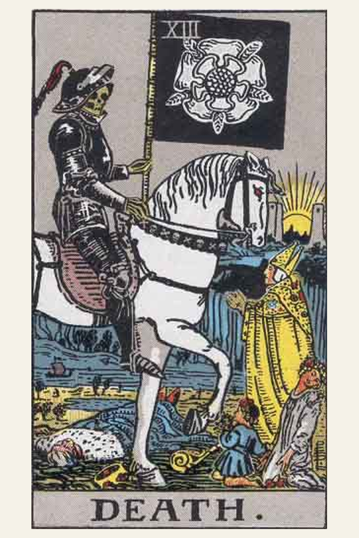 Death tarot card meaning with symbolic spiritual artwork for tarot readings.