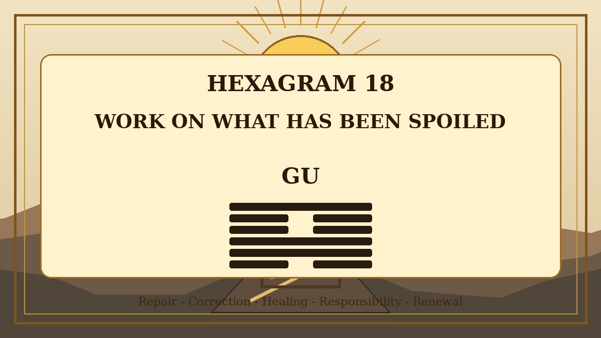 Hexagram 18 Work on What Has Been Spoiled Gu Meaning