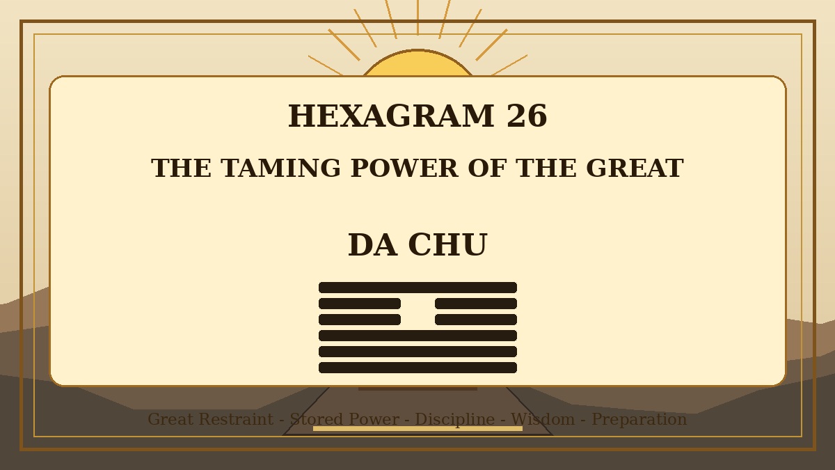 Hexagram 26 The Taming Power of the Great Da Chu Meaning