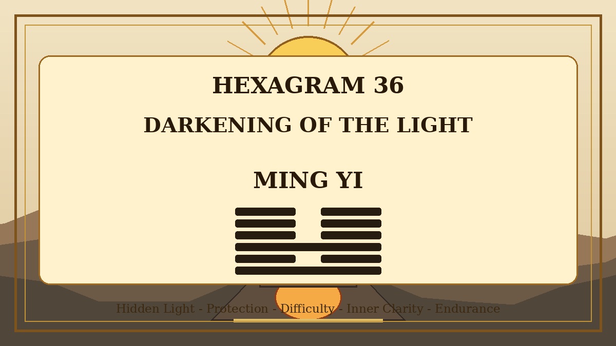 Hexagram 36 Darkening of the Light Ming Yi Meaning