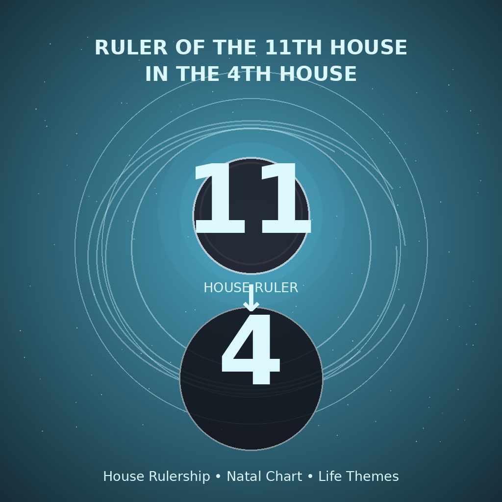 Ruler of the 11th House in the 4th House