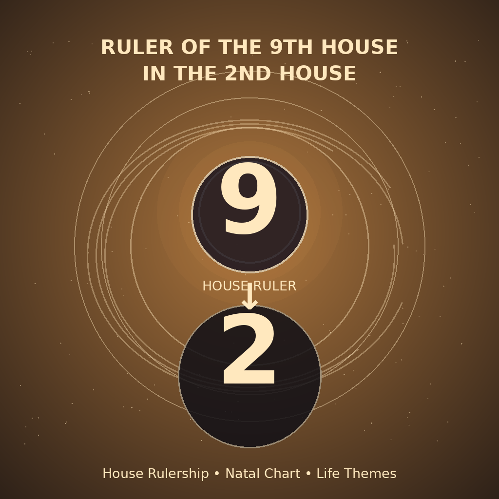 Ruler of the 9th House in the 2nd House