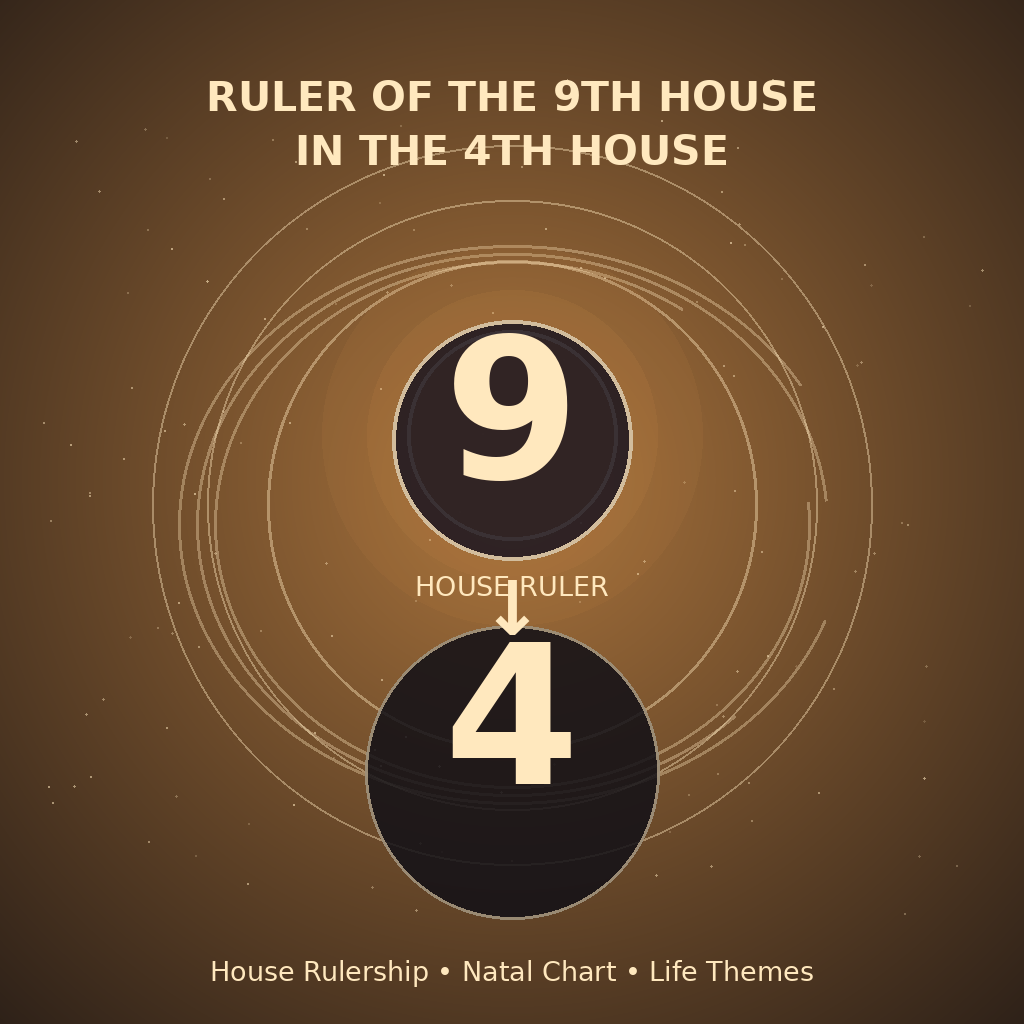 Ruler of the 9th House in the 4th House