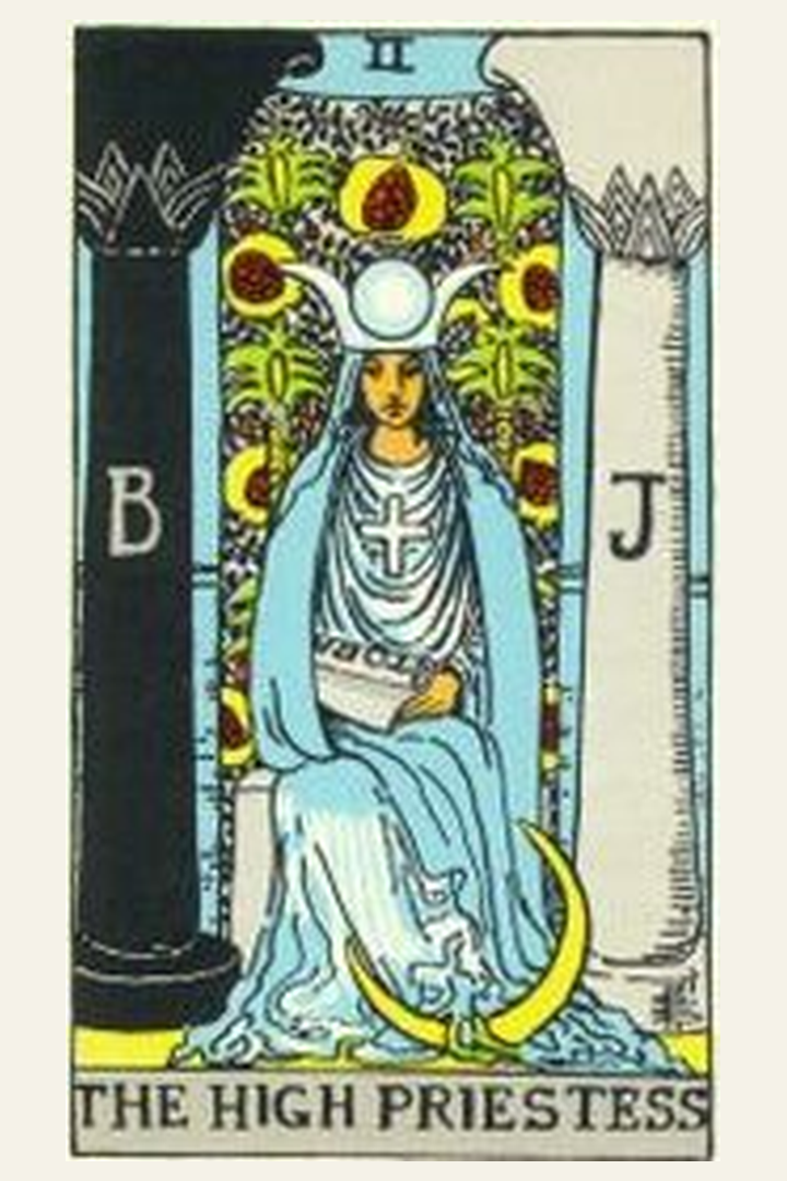 The High Priestess tarot card meaning with symbolic spiritual artwork for tarot readings.
